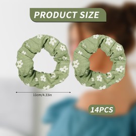 14Pcs Scrunchies for Girls, Ponytail Hair Scrunchies, Soft Elastic Colorful Hair Ties, for Women Girls Ponytail Holder