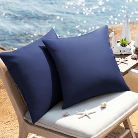 WOKANI Outdoor Waterproof Pillow Covers 20x20 Set of 2 Decorative Patio Furniture Cushion Cases Outside Decor Couch for Garden Bench Porch Patio Tent Sofa, Dark Blue