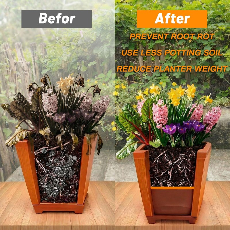 Conderyang 2Pcs 11" Square Planter Insert, Durable Plastic Plant Pot