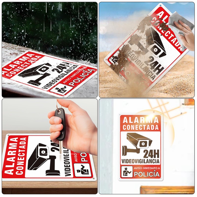 YIKIADA Cartel Videovigilancia - Placa alarma - Aviso a Policía