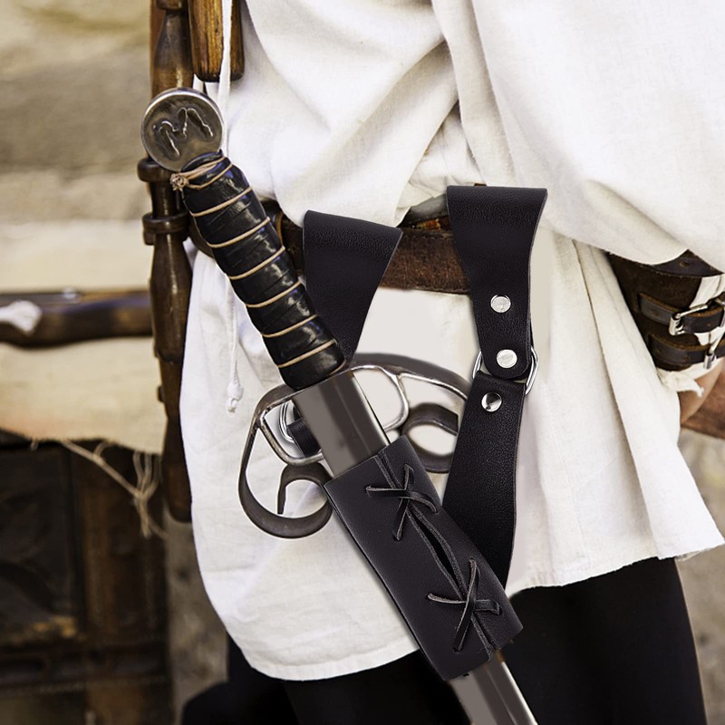 GORGECRAFT Renaissance Leather Sword Holster Right Hand Sword Sheath Belt