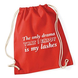 Hippowarehouse The only drama I enjoy is my lashes Drawstring Cotton School Gym Kid Bag Sack 37cm x 46cm, 12 litres
