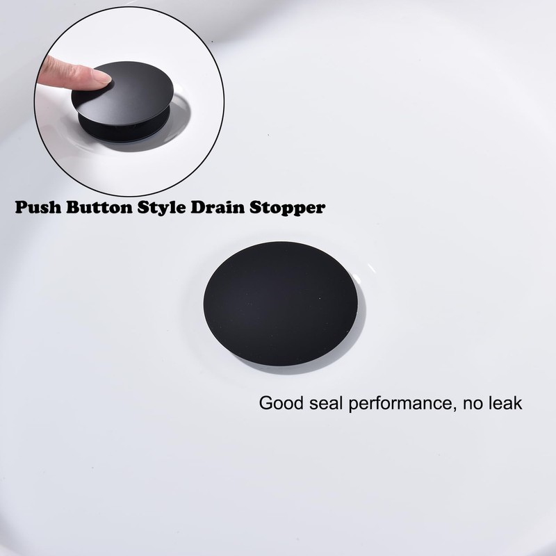 Jincrop Bathroom Sink Drain Matte Black with Overflow, Pop Up