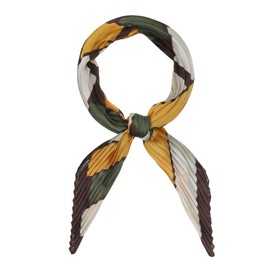 Allegra K Women's Pleated Scarf, Neckerchief, Checkered Pattern, Rhombus Shape, Ribbon, Hair Ornament, Bandana, yellow