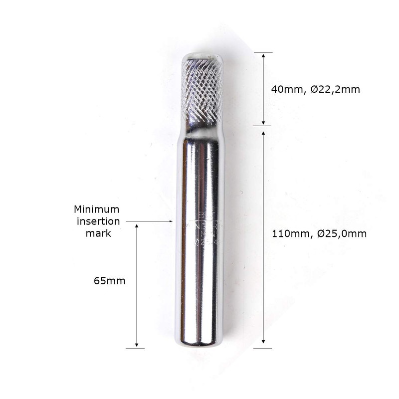 OldNewBikes Seatpost in chromed steel, diameter 25.0mm, length 150mm, for