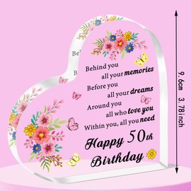SMARGO 50th Birthday Gifts for Women 50th Birthday Acrylic Plaque Keepsake Unusual 50th Birthday Gifts for Her Special 50th Birthday Gifts for Mum Friend Sister