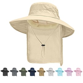 ZOORON Sun Hat for Men Women Fishing Hat with Neck Flap Wide Brim Bucket Hat UV Protection for Beach Camping Hiking