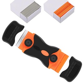 Multi-Surface Scraper Tool, Double Edged Non Scratch Scraper Cleaning Tool with 10 Steel and 10 Plastic Blades Scrapers, Glass Scraper for Windows Hob, Paint, Window, Stoves, Removes Stickers