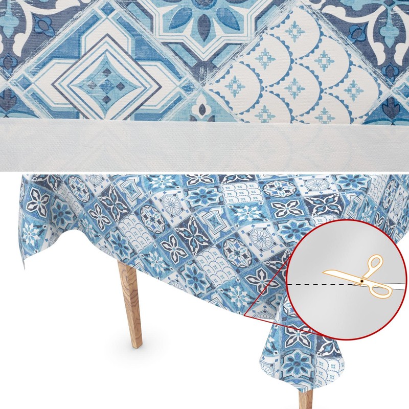 Washable Oilcloth Tablecloth 160 x 140 cm Cut Edge Tiles