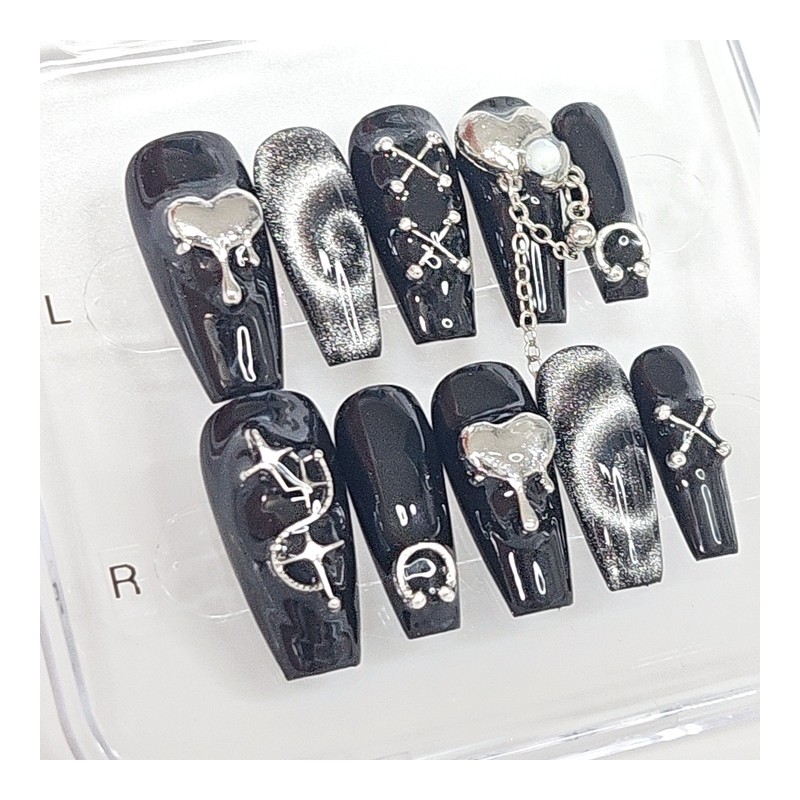 Unknown Black Handmade Nail Tips - Petite Almond / 언노운