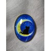 XL GLASS DOME PICTURE BUTTON - BRIGHT YELLOW MOON IN