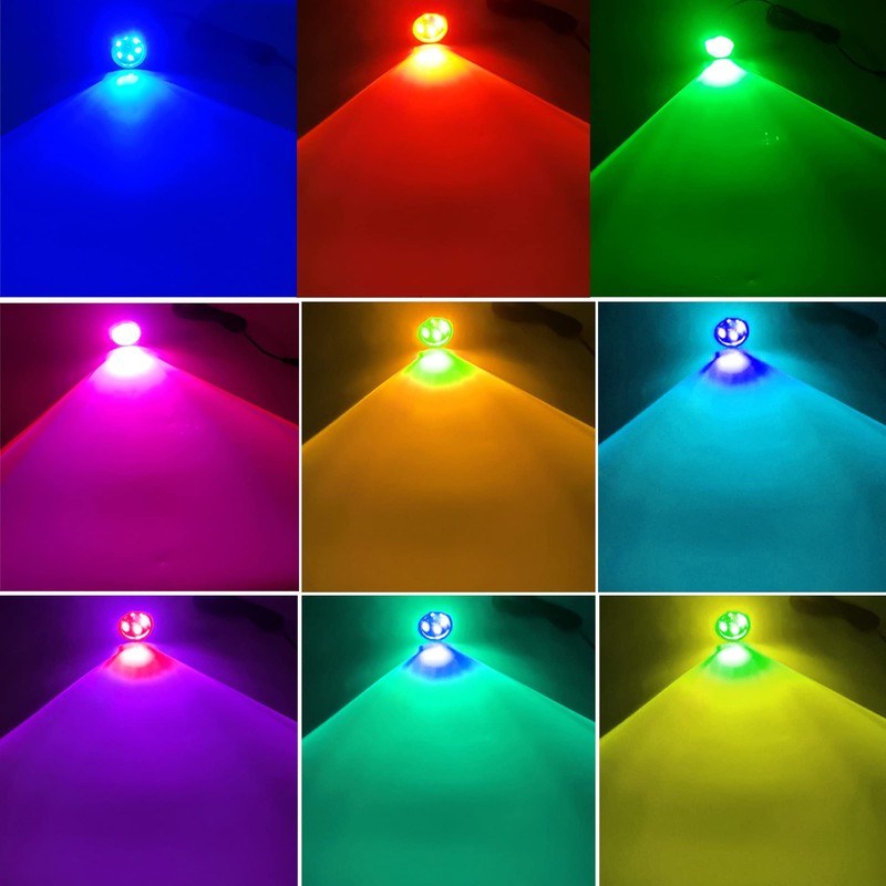 2Pcs RGB 1/2" NPT Boat Drain Plug Lights IP68 Waterproof