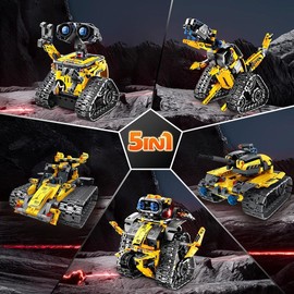 Robot Toys for Kids | 520 PCS App & Remote Control Robotics Kit | 5-in-1 RC Wall Robot, Engineer Robot & Dinosaur Building Toy | Gift Ages 6+