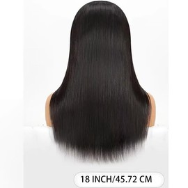 Straight Human Hair Wig with Bangs, None Lace Front Wig with Bangs, 150% Density, Ready to Go, Glueless Wig with Bangs, Natural Colour, for Women Who Want a Silky Bone Straight Look, 18 Inches (46.5