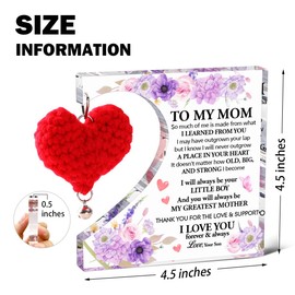 So Much of Me Is Made from What I Learned from You Acrylic Decor,To My Mom Weaving Heart Acrylic Plaque,Gifts for Mom from Son,Mom Birthday Gift Ideas for Desk Table