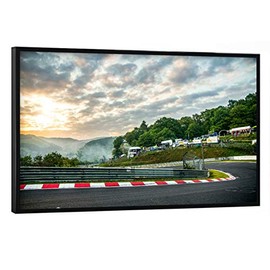 artboxONE Poster with Black Frame 45 x 30 cm Nature Awakens of the Race Track Picture Nürburgring Cars Camping