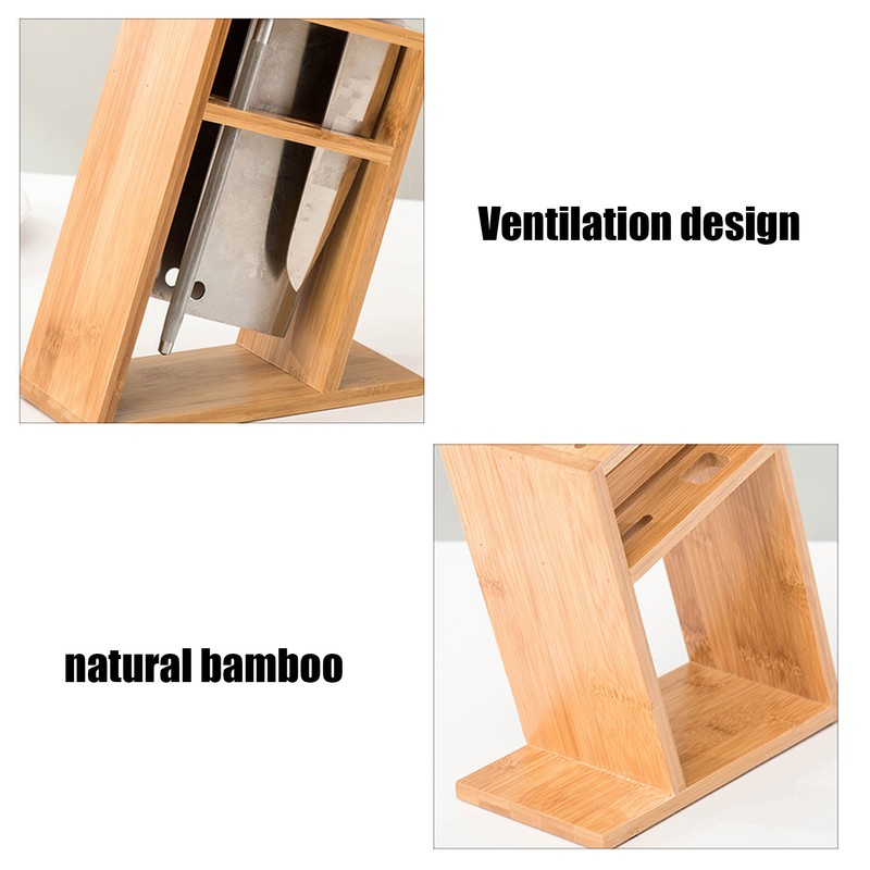 Bamboo Knife Holder Inclined Kitchen Knife Holder Multifunctional Bamboo Rack
