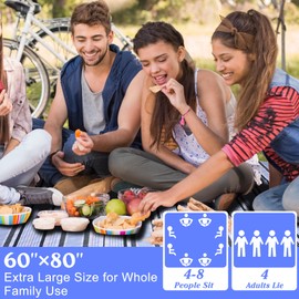 ALLBFENG Oversized Waterproof Picnic Mat, Outdoor Beach Mat. Suitable for Camping, Outdoor, Beach, Party and Concert. (Dark Green & Light Blue, 80" * 60")