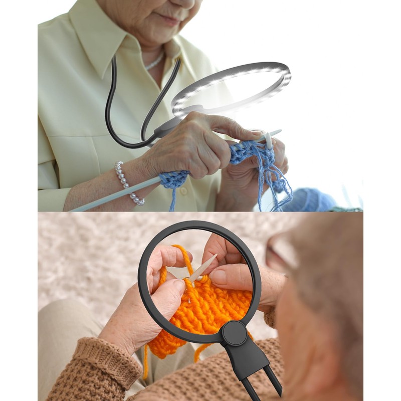 5X Hands Free Magnifying Glass with Light for Close Work,Neck