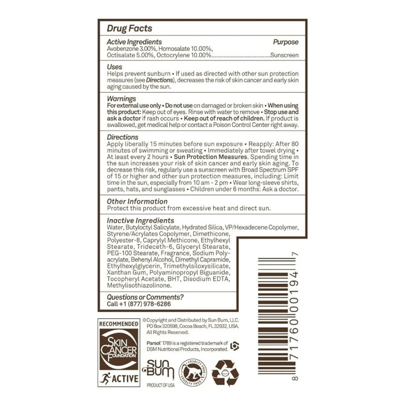 Sun Bum, Loción De Pantalla Solar Humectante, Spf 15-70, Tub