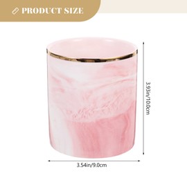 Operitacx Marble Pencil Pen Holder Marble Desk Organizer Makeup Brush Cup Bathroom Tumbler Cup Stationery Holder for Office School Home Pink