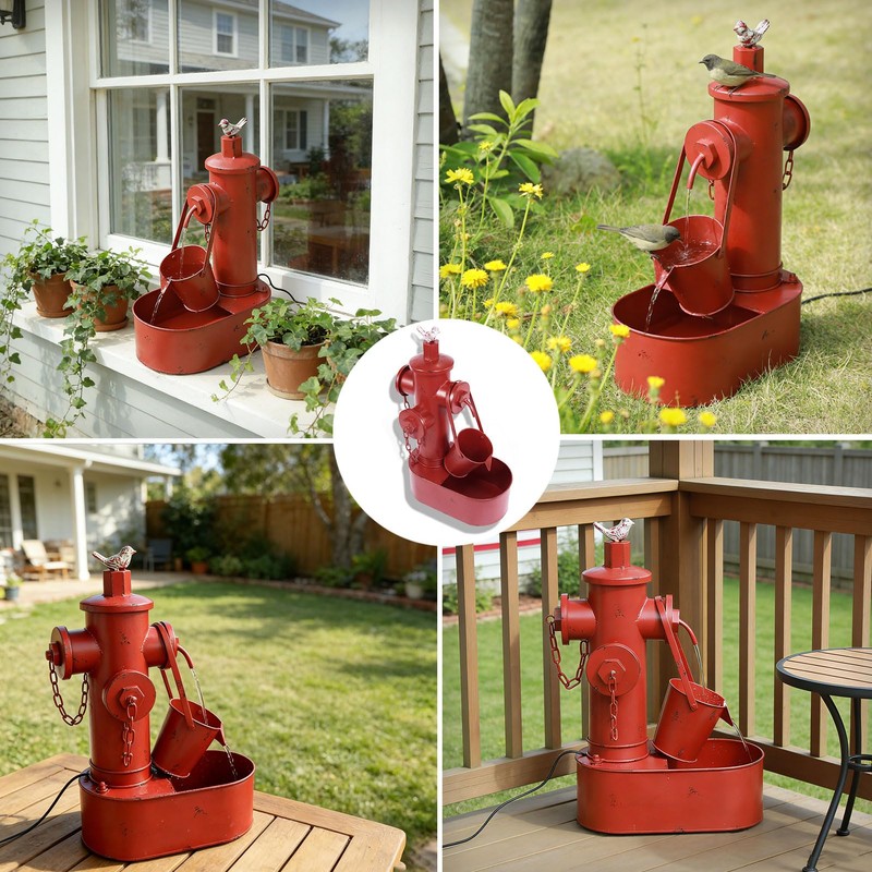 Metal Solar Powered Water Fountain with Backup Battery,Outdoor Fountains