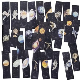 moin 2509sor132 Bookmarks Set of 30 Planets Space Earth Moon Neptune Venus Saturn Jupiter Mars Aviator Whale Night Sky Star Message Card