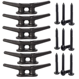 4 inch Electrophoretic Coated Black Dock Cleats Boat Cleats, Boat Dock Cleats Rope Cleat With Hardware Ideal for Boat, Decks, Piers for Tying up Boats,Marine Decor,Boat Ties,Cleats for Boat(6 Pack)