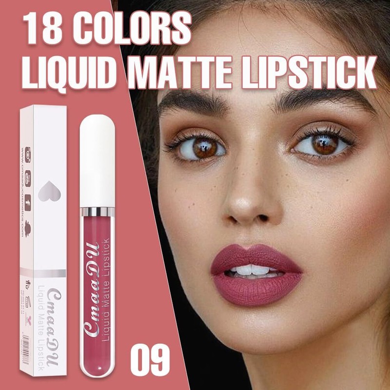 evpct CmaaDu 1Pcs Mauve Liquid Matte Lipstick Lipgloss Set for