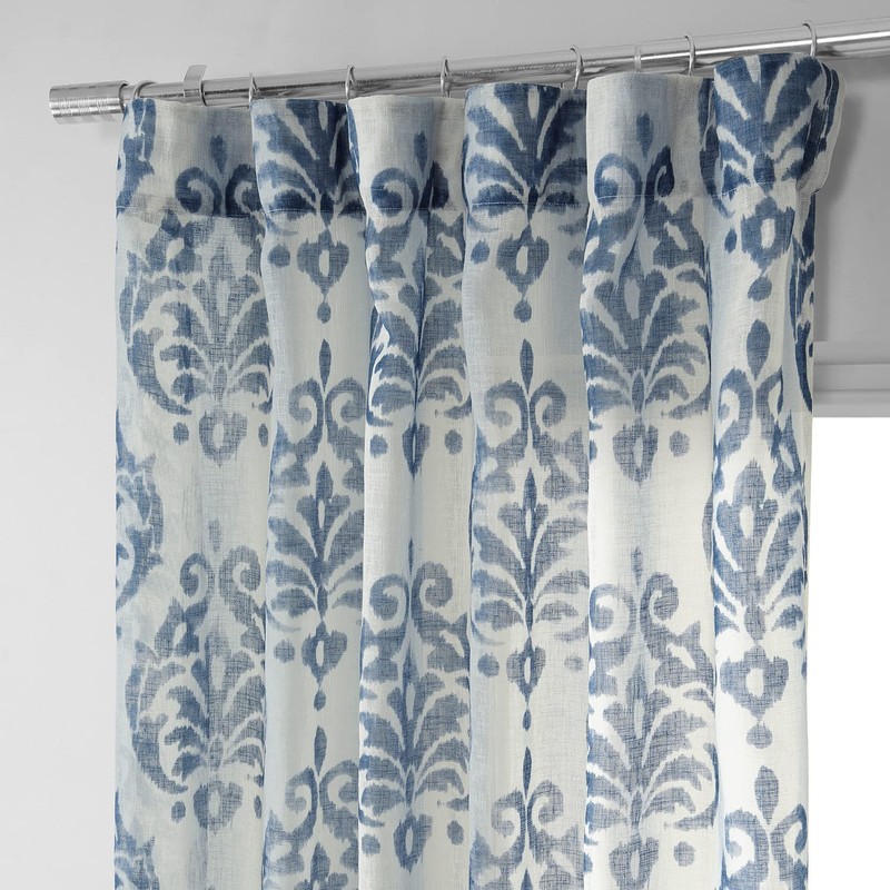 HPD Half Price Drapes SHCH-PS18042-84 Printed Faux Linen Sheer Curtain