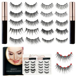 wintfarm Magnetic Eyelashes, Fake Lashes Set, Magnetic Eyelashes (10 Pairs) with Eyeliner, Magnetic Eyelashes, Artificial False Eyelashes, Natural (10 Pairs)