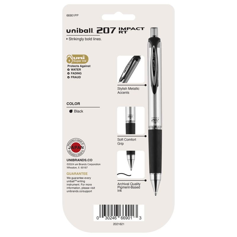 Uni-Ball Uniball Signo 207 Impact RT Retractable Gel Pen, 4