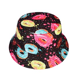 JJDreams 80s Bucket Hat Unisex Fishing Hat Retro Hat Fashionable Summer Hat Foldable Outdoor Fishing Hat, A6.Black
