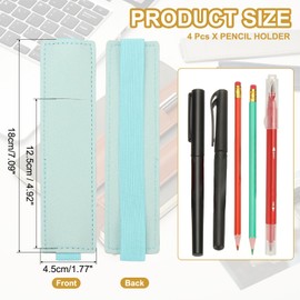 PATIKIL 4 Pcs Elastic Notepad Holder Adjustable 2 Pack PU Leather Pencil Sleeve Pouch for Journal Clipboard Planner Book Light Blue