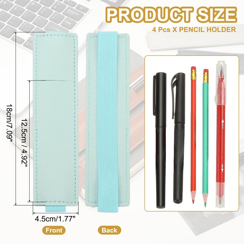 PATIKIL 4 Pcs Elastic Notepad Holder Adjustable 2 Pack PU