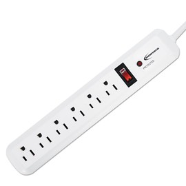Innovera IVR71652 Surge Protector, 6 Outlets, 4' Cord, 540 J, Plastic, White, Plastic