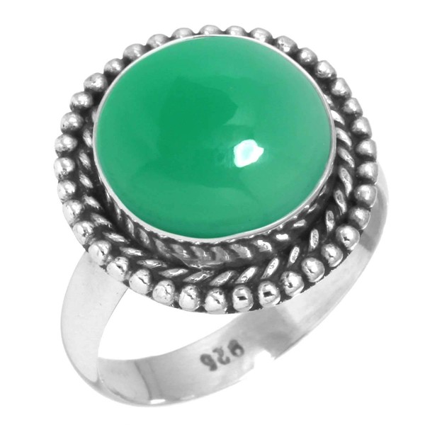 Jeweloporium 925 Sterling Silver Ring for Women Natural Green Onyx