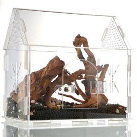 Jumping Spider Enclosure,Farmhouse Barn Styling Tarantula Enclosure,8.6L*5.4W*7.9H Inchs Acrylic Reptile Terrarium with Front Door for Ferns,Succulent,Lizard,Praying Mantis,Snails,Gecko,Small Reptiles