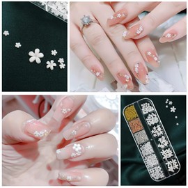 Nail Parts, Flowers, 3D, 3D, Flowers, Brion, Semicircle Pearl, Flower Parts, White, Large, Nail Art, Jewelry Parts, Deco Parts, Gel Nail