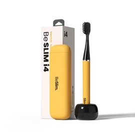 MMIPOW i4 Sonic Electric Toothbrush Ultra Slim Thin Rechargeable Ultrasonic Smart Tooth Brush Free Petite Travel Case & Ceramic Holder Dock for Travel & Home, IPX7 Waterproof, 2-(Yellow)