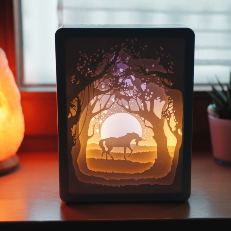 CIM 3D Papercut Lightbox - RECTANGLE Unicorn - Dimensions: 16