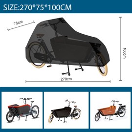 Lastenfahrrad Abdeckplane Lastenrad Abdeckung, Cargo Bike Schutzhülle aus 420D Oxford, Fahrradabdeckung für Lastenfahrräder Lastenräder Wasserdicht Winterfest, Staub Regen UV-Schutz