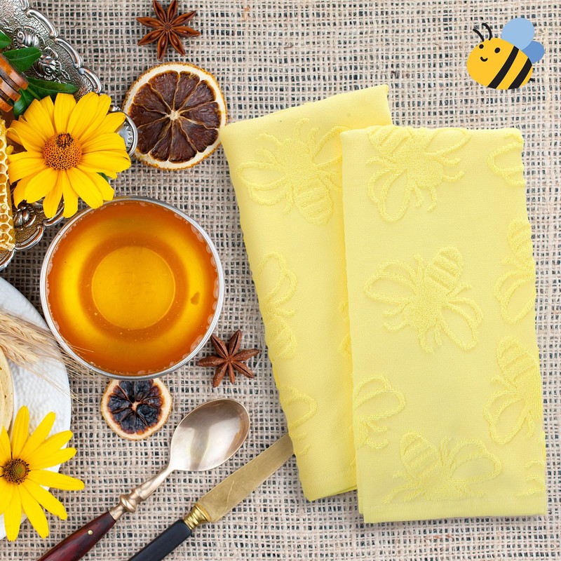 SmoothNovelty 2 Pcs Bee Hand Towels for Bathroom 100% Cotton