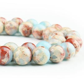 DIQIO Natural Sky Blue Jasper Beads for Jewelry Making - 6mm Stone Beads Gemstone Beads for Bracelets, Jade Round Loose Beads(58-60pcs, 6mm, Sky Blue Jasper)