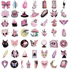 100Pcs Witchy Stickers for Water Bottles, Witch Apothecary Aesthetic Waterproof Stickers Green Moth Magic Stickers Favors Gifts for Adults Teens Girls