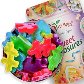 NY Spice Shop Gummy Puzzle Pieces Fruit Slices Candy - 1 Pound Sweet Flavor Chewy Jelly Fruit Slices - Old Fashioned Sliced Gummy Fruits Gummies - Gummies Fruits Snacks for Holiday Gifting