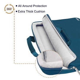 MOSISO 360 Protective Laptop Shoulder Bag Compatible with MacBook Pro 14 inch 2021 M1 Pro/Max A2442,Compatible with MacBook Air/Pro,13-13.3 inch Notebook,Matching Color Sleeve with Belt, Deep Teal