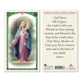 Hail Mary Full Of Grace, The Lord Is With Thee...Laminated 2-Sided Holy Card (3 Cards per Order)