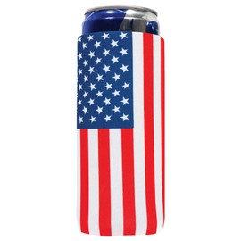 QualityPerfection Magnetic Slim Can Cooler Sleeve, Beer/Energy 3 Magnet vs 2 Magnets Standard Industry 12 oz Skinny size Neoprene 4mm Thickness 1 Unit (American Flag)