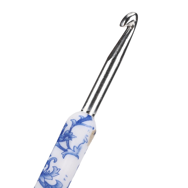 8pcs Crochet Hook Set Blue White Porcelain Printing Hand Polished